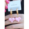 Gold Renk Halka Model Pembe Kalp Model Kadın Küpe