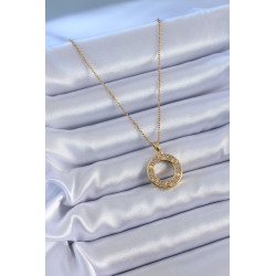 316L Çelik Gold Renk Zirkon Taşlı Model Kadın Kolye