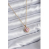 316L Çelik Zincir Gold Renk Pembe Zirkon Taş Kalp Model Charm Kadın Kolye