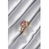 Pirinç Gold Renk Pembe Zirkon Taşlı Charm Kalp Model Kadın Yüzük