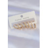 Pirinç Gold Renk İnce Oval Küpe Seti
