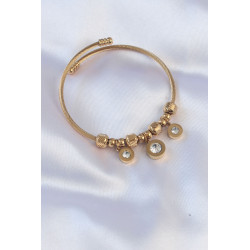 316L Çelik Gold Renk Zirkon Taşlı Model Charm Bileklik