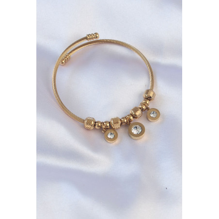 316L Çelik Gold Renk Zirkon Taşlı Model Charm Bileklik
