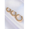 316L Çelik Gold Renk Model 3lü Halka Küpe