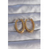 Pirinç Gold Renk Zirkon Taşlı Oval Model Küpe