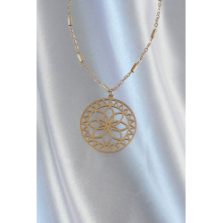 316L Çelik Zincir Gold Renk Lotus Model Kolye