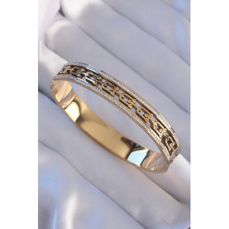 316L Çelik Gold Renk Zirkon Taşlı Model Kelepçe