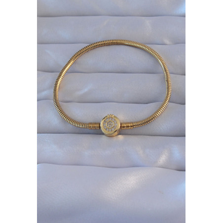 Pirinç Gold Renk Zirkon Taşlı Charm Bileklik