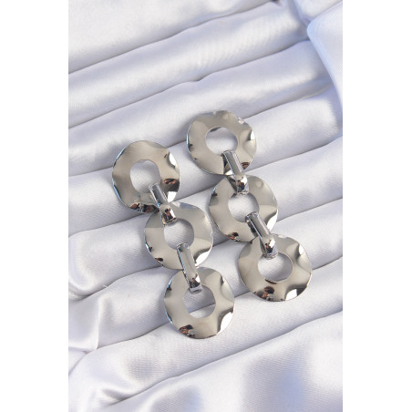 Pirinç Gümüş Renk Oval Ayna Model Sallantılı Küpe