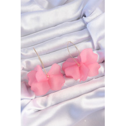 Pirinç Pembe Renkli Flora Küpe