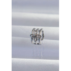Pirinç Gümüş Renk Yonca Earcuff Küpe