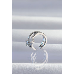 Pirinç Gümüş Renk Zirkon Taşlı Damla Earcuff Küpe