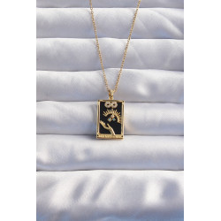 316L Çelik Zincir Gold Renk Sonsuzluk Detay Zirkon Taşlı Tarot Kolye