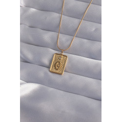316L Çelik Zincir Gold Renk Zirkon Taşlı Göz Figür Tarot Kolye