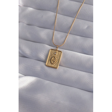 316L Çelik Zincir Gold Renk Zirkon Taşlı Göz Figür Tarot Kolye
