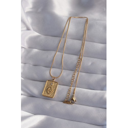316L Çelik Zincir Gold Renk Zirkon Taşlı Göz Figür Tarot Kolye