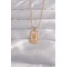 316L Çelik Gold Renk Pembe Mineli El Figür Tarot Kolye