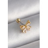 316L Çelik Gold Renk Zirkon Taşlı Kelebek Tragus Piercing