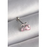 316L Çelik Gümüş Renk Pembe Zirkon Taşlı Kalp Tragus Piercing