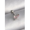 316L Çelik Gümüş Renk Pembe Zirkon Taşlı Kelebek Tragus Piercing