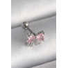 316L Çelik Gümüş Renk Pembe Zirkon Taşlı Fiyonk Tragus Piercing
