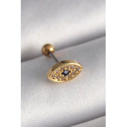 316L Çelik Gold Renk Zirkon Taşlı Göz Tragus Piercing