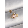 316L Çelik Gold Renk Pembe Mineli Kalp Zirkon Taş Detay Tragus Piercing