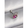 316L Çelik Gümüş Renk Pembe Mineli Kalp Zirkon Taş Detaylı Taç Tragus Piercing
