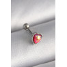316L Çelik Gümüş Renk Kırmızı Mineli Kalp Tragus Piercing