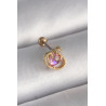 316L Çelik Gold Renk Pembe Mineli Kalp Zirkon Taş Detay Tragus Piercing