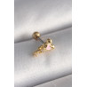 316L Çelik Gold Renk Zirkon Taş Detay Pembe Kalp İşleme Tragus Piercing