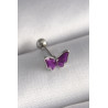 316L Çelik Gümüş Renk Mor Kelebek Model Tragus Piercing