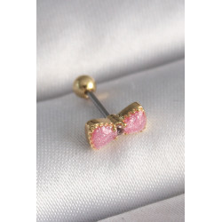 316L Çelik Gold Renk Pembe Fiyonk Model Tragus Piercing