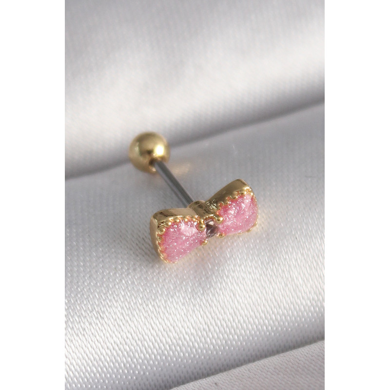 316L Çelik Gold Renk Pembe Fiyonk Model Tragus Piercing