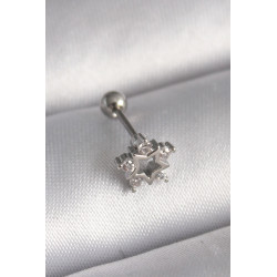 316L Çelik Gümüş Renk Zirkon Taşlı Yıldız Model Tragus Piercing