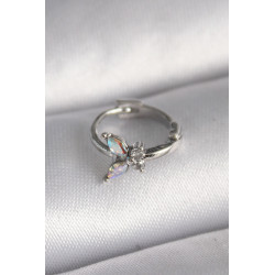 316L Çelik Gümüş Renk Zirkon Taşlı Kelebek Model Tragus Piercing