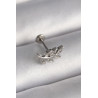 316L Çelik Gümüş Renk Dal Model Zirkon Taş Detaylı Tragus Piercing