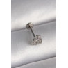 316L Çelik Gümüş Renk Zirkon Taşlı Kalp Model Tragus Piercing