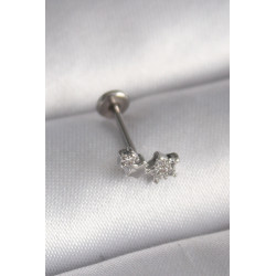 316L Çelik Gümüş Renk Zirkon Taşlı Yıldız Model Tragus Piercing