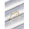 Pirinç Gold Renk Zirkon Taşlı Oval Beyaz Mineli Kadın Yüzük