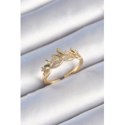 Pirinç Gold Renk Zirkon Taşlı Kelebek Model Kadın Yüzük