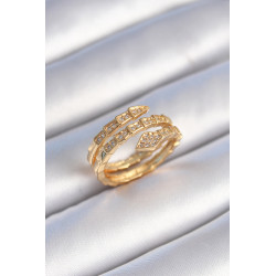 Pirinç Gold Renk Zirkon Taşlı Yılan Model Kadın Yüzük
