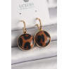Pirinç Gold Renk Leopar Desenli Daire Model Kadın Küpe