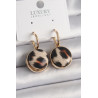 Pirinç Gold Renk Leopar Desenli Daire Model Kadın Küpe
