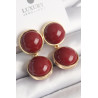 Pirinç Gold Renk Sallantı Bordo Daire Model Kadın Küpe