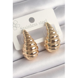 Pirinç Gold Renk İşlemeli Damla Model Kadın Küpe