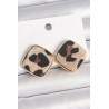 Pirinç Gold Renk Kare Leopar Model Kadın Küpe