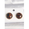 Pirinç Gold Renk 3D Daire Leopar Model Kadın Küpe