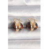 Pirinç Gold Renk Leopar Desen 3D Daire Model Kadın Küpe