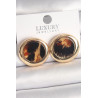 Pirinç Gold Renk Leopar Desen Daire Model Kadın Küpe